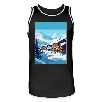 Val Thorens Frankreich Vintage Reiseplakat Souvenir - Männer Basketball-Trikot - Schwarz/Weiß - Vorne - AI Model Male 185 dark (185cm)