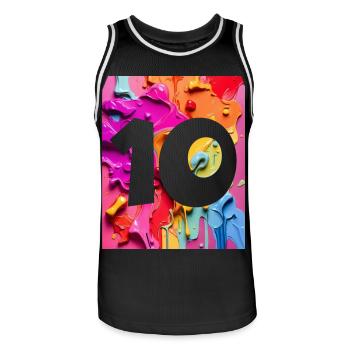 NON. 10 NUMÉRO 10 COLORÉ 10E ANNIVERSAIRE - Maillot de basket Homme - noir/blanc - Devant - AI Model Male 185 dark (185cm)