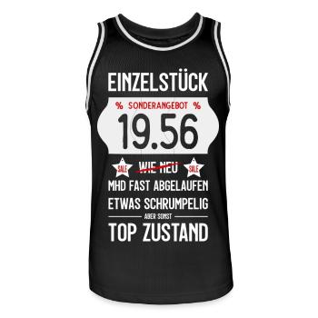 70. GEBURTSTAG 1956 EINZELSTÜCK PREISSCHILD - Männer Basketball-Trikot - Schwarz/Weiß - Vorne - AI Model Male 185 dark (185cm)