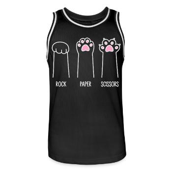Ciseaux à papier roche - Pattes de chat - Maillot de basket Homme - noir/blanc - Devant - AI Model Male 185 dark (185cm)