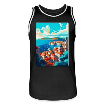 Dubrovnik Kroatien Vintage Reiseplakat Souvenir - Männer Basketball-Trikot - Schwarz/Weiß - Vorne - AI Model Male 185 dark (185cm)