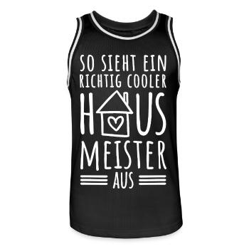 So sieht ein richtig cooler Hausmeister aus - Männer Basketball-Trikot - Schwarz/Weiß - Vorne - AI Model Male 185 dark (185cm)