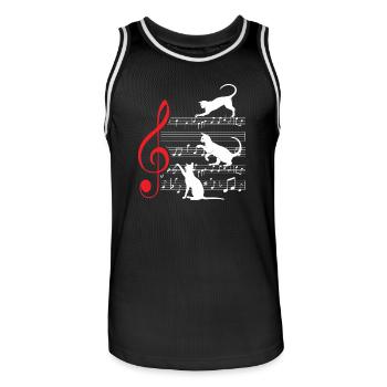 Chat Musique musique - Maillot de basket Homme - noir/blanc - Devant - AI Model Male 185 dark (185cm)