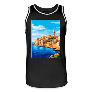 Malta Vintage Reiseplakat Souvenir WPA Souvenir - Männer Basketball-Trikot - Schwarz/Weiß - Vorne - AI Model Male 185 dark (185cm)