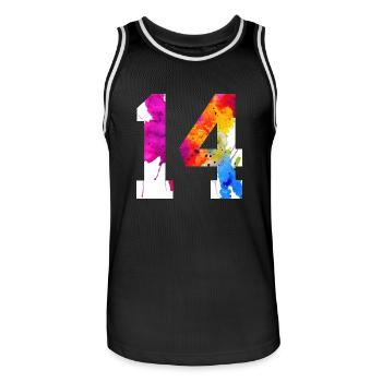 NUMMER 14 JAHRE ALT 14. GEBURTSTAG - Männer Basketball-Trikot - Schwarz/Weiß - Vorne - AI Model Male 185 dark (185cm)