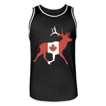Cerf avec drapeau canadien - Maillot de basket Homme - noir/blanc - Devant - AI Model Male 185 dark (185cm)