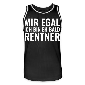Mir egal ich bin eh bald Rentner - Männer Basketball-Trikot - Schwarz/Weiß - Vorne - AI Model Male 185 dark (185cm)