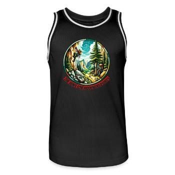 The Hunt for Hidden Treasures - Men's Basketball Jersey - black/white - Front - AI Model Male 185 dark (185cm)