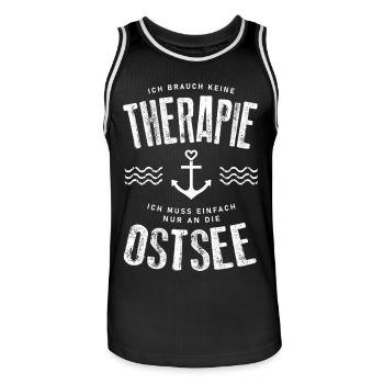 Ich brauch keine Therapie ich muss an die Ostsee - Männer Basketball-Trikot - Schwarz/Weiß - Vorne - AI Model Male 185 dark (185cm)