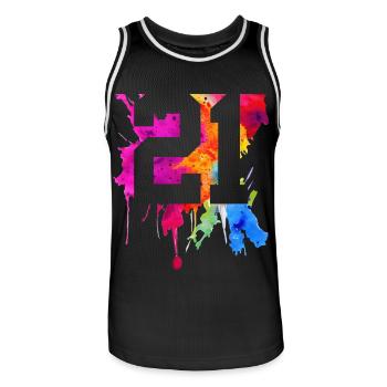 21 ANS 21E ANNIVERSAIRE - Maillot de basket Homme - noir/blanc - Devant - AI Model Male 185 dark (185cm)