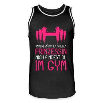 Prinzessin Gym Spruch - Prinzessin im Gym - Männer Basketball-Trikot - Schwarz/Weiß - Vorne - AI Model Male 185 dark (185cm)