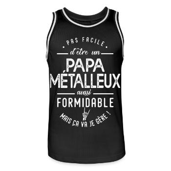 Papa Métalleux Cadeau Heavy Metal Rock Papa - Maillot de basket Homme - noir/blanc - Devant - AI Model Male 185 dark (185cm)