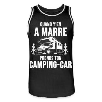 Quand y’en a marre camping-car - Maillot de basket Homme - noir/blanc - Devant - AI Model Male 185 dark (185cm)