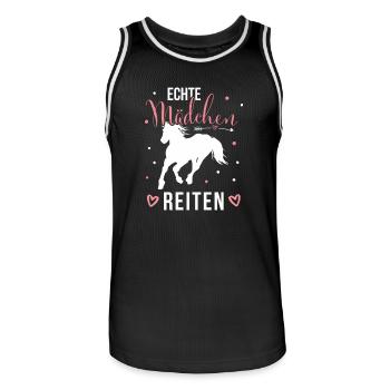 Echte Mädchen Reiten Pferde Mädchen - Männer Basketball-Trikot - Schwarz/Weiß - Vorne - AI Model Male 185 dark (185cm)