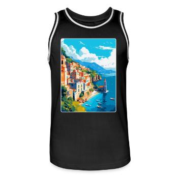 Amalfi Italien Vintage Reiseposter WPA Souvenir - Männer Basketball-Trikot - Schwarz/Weiß - Vorne - AI Model Male 185 dark (185cm)
