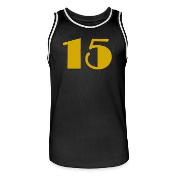 15. 15 ANS. 15e ANNIVERSAIRE. ANNIVERSAIRE 15 ANS. - Maillot de basket Homme - noir/blanc - Devant - AI Model Male 185 dark (185cm)