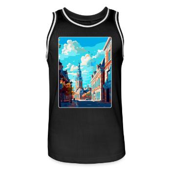 Breda Niederlande Vintage Reiseplakat Souvenir - Männer Basketball-Trikot - Schwarz/Weiß - Vorne - AI Model Male 185 dark (185cm)