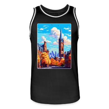 Manchester England Uk Reise Poster Souvenir WPA - Männer Basketball-Trikot - Schwarz/Weiß - Vorne - AI Model Male 185 dark (185cm)