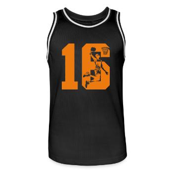 NUMÉRO 16 : 16E ANNIVERSAIRE DE BASKET-BALL - Maillot de basket Homme - noir/blanc - Devant - AI Model Male 185 dark (185cm)