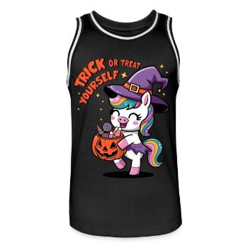 Trick Or Treat Yourself - Men's Basketball Jersey - black/white - Front - AI Model Male 185 dark (185cm)