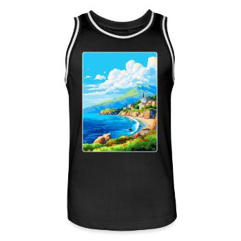 Mani Halbinsel Griechenland Vintage Reiseposter WPA - Männer Basketball-Trikot - Schwarz/Weiß - Vorne - AI Model Male 185 dark (185cm)