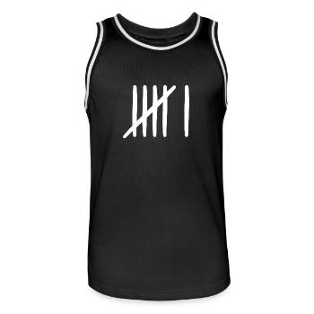 6 feuille de pointage anniversaire 6 ans - Maillot de basket Homme - noir/blanc - Devant - AI Model Male 185 dark (185cm)