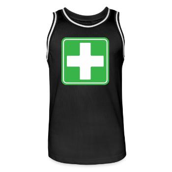 First Aid Medical Cross Sicherheitssymbol Vektor-Symbol - Männer Basketball-Trikot - Schwarz/Weiß - Vorne - AI Model Male 185 dark (185cm)