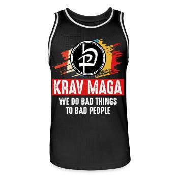 Krav Maga - Men's Basketball Jersey - black/white - Front - AI Model Male 185 dark (185cm)