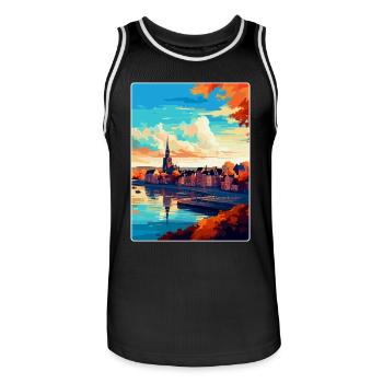 Nimwegen Niederlande Vintage Reiseplakat WPA Kunst - Männer Basketball-Trikot - Schwarz/Weiß - Vorne - AI Model Male 185 dark (185cm)