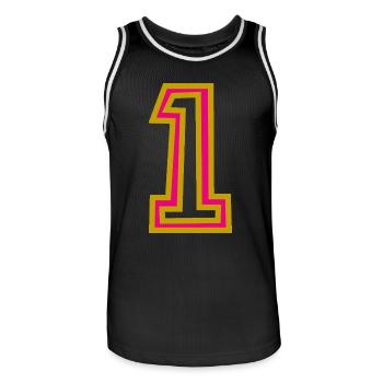 1. 1 JAHR - Männer Basketball-Trikot - Schwarz/Weiß - Vorne - AI Model Male 185 dark (185cm)