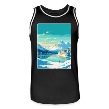 St Moritz Switzerland Vintage Travel Poster WPA - Men's Basketball Jersey - black/white - Front - AI Model Male 185 dark (185cm)
