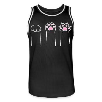 Cat Paw Game Cat Paws Stone Paper Scissors - Maillot de basket Homme - noir/blanc - Devant - AI Model Male 185 dark (185cm)