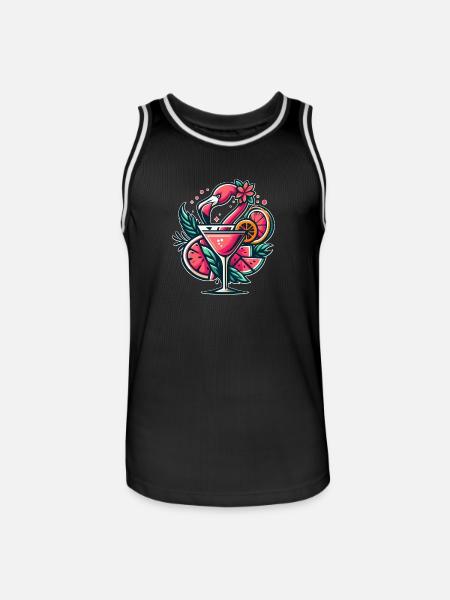 Flamingo Cocktail Logo - Men's Basketball Jersey - black/white