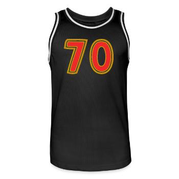 70. 70 YEARS. 70TH ANNIVERSARY. 70TH ANNIVERSARY. - Men's Basketball Jersey - black/white - Front - AI Model Male 185 dark (185cm)