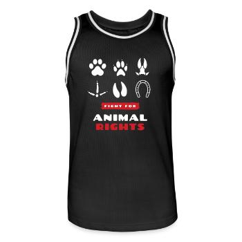 animal rights - Männer Basketball-Trikot - Schwarz/Weiß - Vorne - AI Model Male 185 dark (185cm)