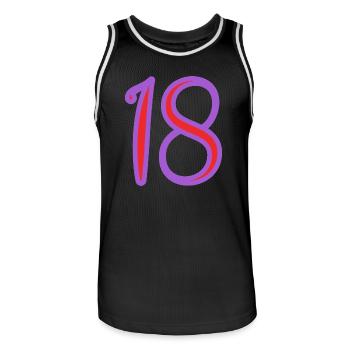 18. 18 ANS. 18e ANNIVERSAIRE. ANNIVERSAIRE 18 ANS. - Maillot de basket Homme - noir/blanc - Devant - AI Model Male 185 dark (185cm)