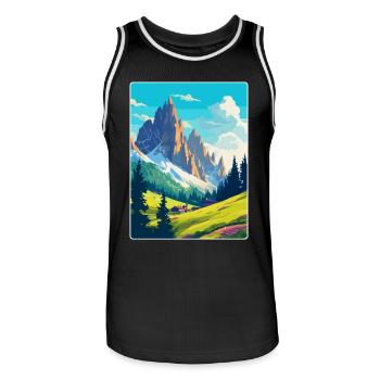 Dolomiten Italien Vintage Reiseplakat Souvenir WPA - Männer Basketball-Trikot - Schwarz/Weiß - Vorne - AI Model Male 185 dark (185cm)