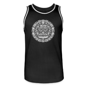 Techno Music Logo - Men's Basketball Jersey - black/white - Front - AI Model Male 185 dark (185cm)