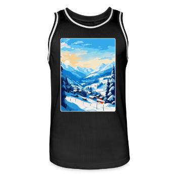 Saalbach Österreich Vintage Reiseplakat Souvenir - Männer Basketball-Trikot - Schwarz/Weiß - Vorne - AI Model Male 185 dark (185cm)
