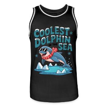 Le dauphin le plus cool de la mer - Maillot de basket Homme - noir/blanc - Devant - AI Model Male 185 dark (185cm)