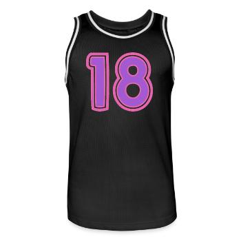 18. 18 JAHRE ALT. 18-JÄHRIGES JUBILÄUM. GEBURTSTAG 18 JAHRE. - Männer Basketball-Trikot - Schwarz/Weiß - Vorne - AI Model Male 185 dark (185cm)