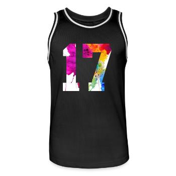NUMBER 17 YEARS OLD 17TH BIRTHDAY - Men's Basketball Jersey - black/white - Front - AI Model Male 185 dark (185cm)