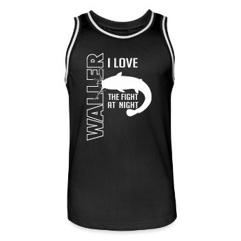 Waller fischen Nachtangeln Angler und Anglerin - Männer Basketball-Trikot - Schwarz/Weiß - Vorne - AI Model Male 185 dark (185cm)