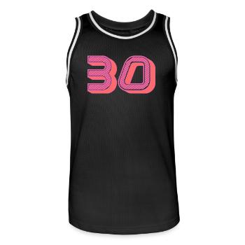 30. 30 YEARS. 30th ANNIVERSARY. 30 YEARS ANNIVERSARY. - Men's Basketball Jersey - black/white - Front - AI Model Male 185 dark (185cm)