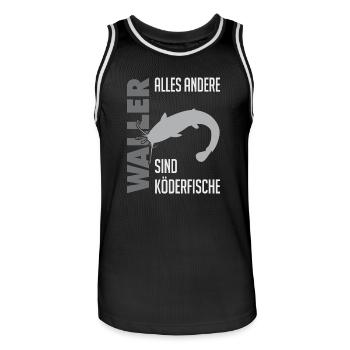 Wels fischen Kampf mit dem starken Wels - Männer Basketball-Trikot - Schwarz/Weiß - Vorne - AI Model Male 185 dark (185cm)