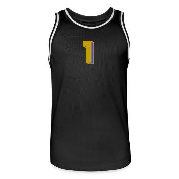1 - Männer Basketball-Trikot - Schwarz/Weiß - Vorne - AI Model Male 185 dark (185cm)