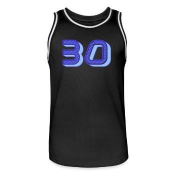 30. 30 ANS. 30e ANNIVERSAIRE. ANNIVERSAIRE 30 ANS. - Maillot de basket Homme - noir/blanc - Devant - AI Model Male 185 dark (185cm)