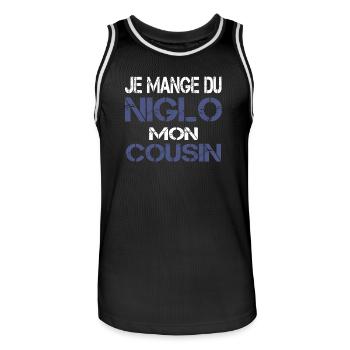 Je mange du Niglo - Maillot de basket Homme - noir/blanc - Devant - AI Model Male 185 dark (185cm)