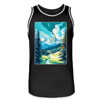 St Moritz Switzerland Vintage Travel Poster WPA - Men's Basketball Jersey - black/white - Front - AI Model Male 185 dark (185cm)