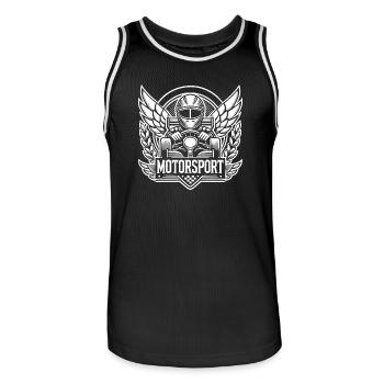 Motorsport Logo - Männer Basketball-Trikot - Schwarz/Weiß - Vorne - AI Model Male 185 dark (185cm)